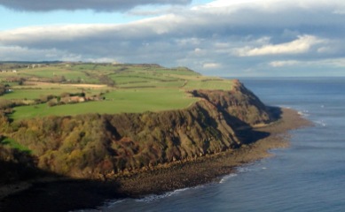 The winding clifftop path, taken from higher ground.