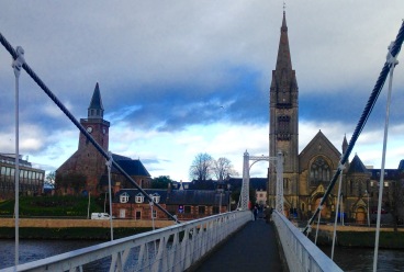 Inverness, from the pedestrian bridge over the River Ness.