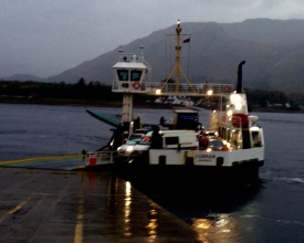 The Corran Ferry; first crossing. Early one rainy morning.